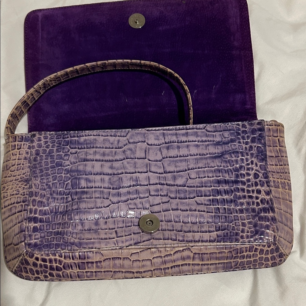 Purple Crocodile-Embossed Women's Bag